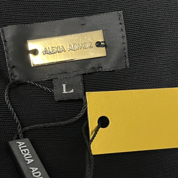 Alexia Admor Black Beaded Feather Fringe Waist Sheath Dress Size Large NWT - Picture 7 of 8